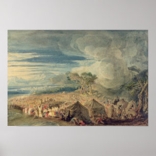 Mozes die de wateren van het Rode Zee verdelen Poster