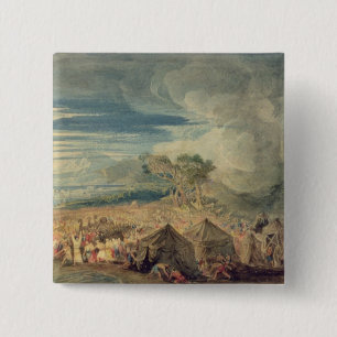 Mozes die de wateren van het Rode Zee verdelen Vierkante Button 5,1 Cm
