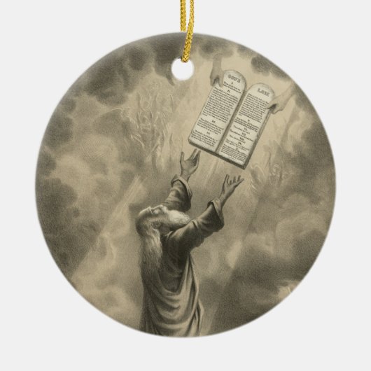 Mozes die de wet ontvangen de Tien Geboden Keramisch Ornament (Voorkant)