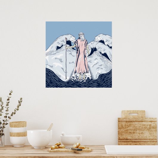 Mozes die het rode zee ontleden poster (Keuken)