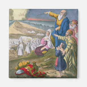 Mozes die het Rode Zee ontleden, van een bijbel di Magneet