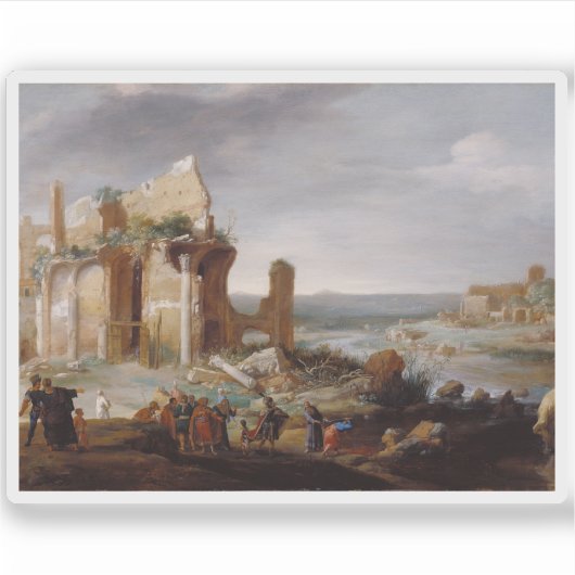 Mozes en Aäron veranderen de rivieren van Egypte i Sticker (Voorkant)