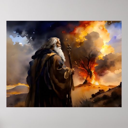 Mozes en de brandende Struik Poster (Voorkant)