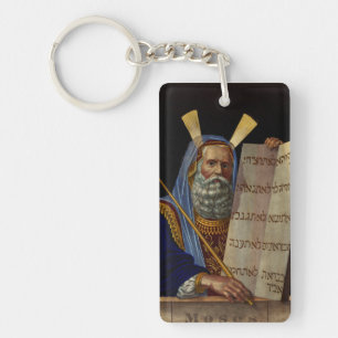 Mozes en de Tafelen van de Wet Kunst Sleutelhanger