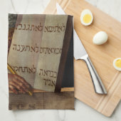 Mozes en de Tafelen van de Wet Kunst Theedoek (Quarter Fold)