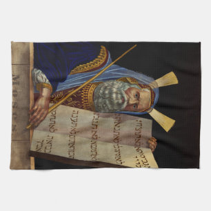 Mozes en de Tafelen van de Wet Kunst Theedoek