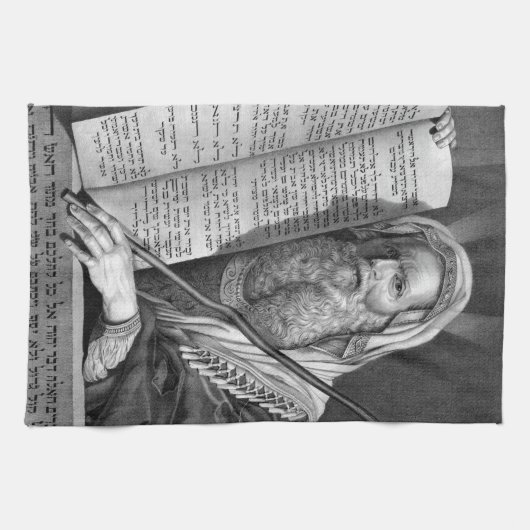 "Mozes en de Tien Geboden" keukenhanddoek (Horizontaal)