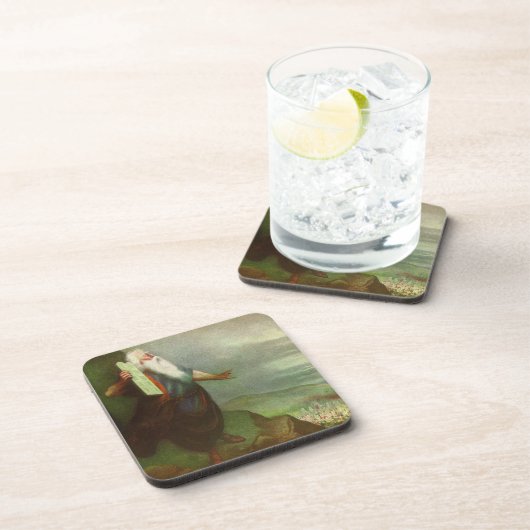 Mozes en de Tien Geboden,  religie Bier Onderzetter (Rechterzijde)