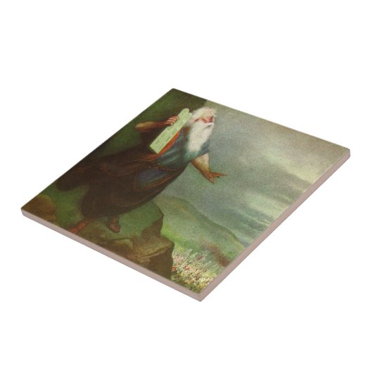 Mozes en de Tien Geboden,  religie Tegeltje (Zijkant)