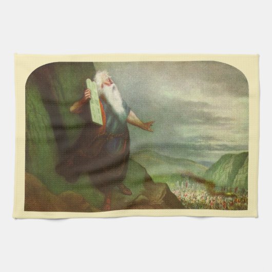 Mozes en de Tien Geboden,  religie Theedoek (Horizontaal)