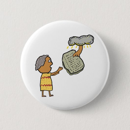 Mozes en de tien geboden ronde button 5,7 cm (Voorkant)