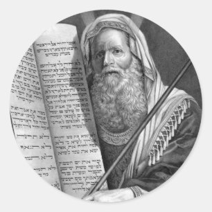 Mozes en de tien geboden ronde sticker