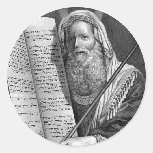 Mozes en de tien geboden ronde sticker (Voorkant)