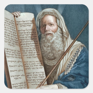 Mozes en de tien geboden vierkante sticker