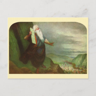 Mozes en de Tien Geboden, Vintage Religie Briefkaart