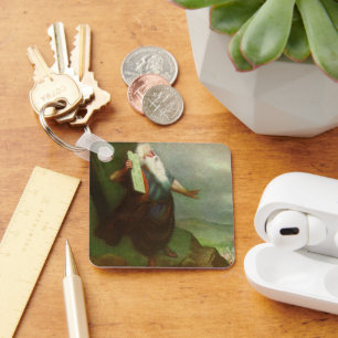 Mozes en de Tien Geboden, Vintage Religie Sleutelhanger