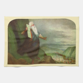 Mozes en de Tien Geboden, Vintage Religie Theedoek