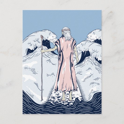 Mozes en het zee voor het scheiden briefkaart (Voorkant)