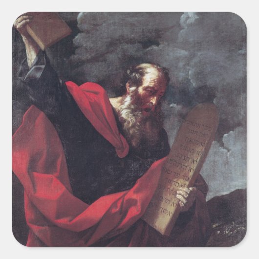Mozes met de Tablets van de Wet Vierkante Sticker (Voorkant)