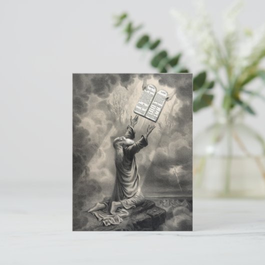 Mozes ontvangt het briefkaart van Recht (Staand voorkant)