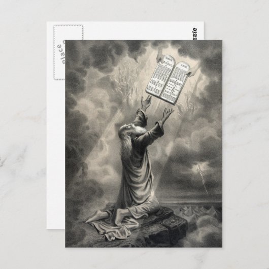 Mozes ontvangt het briefkaart van Recht (Voorkant / Achterkant)