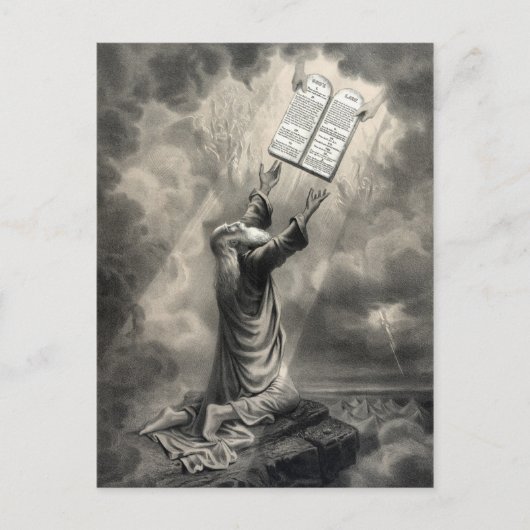 Mozes ontvangt het briefkaart van Recht (Voorkant)