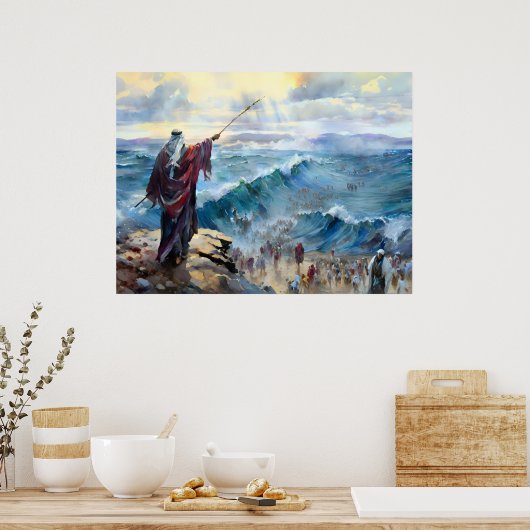 Mozes scheidt het rode Zee Poster (Keuken)