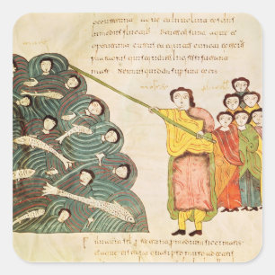 Mozes sluit het Rode Zee op de Egyptenaren Vierkante Sticker