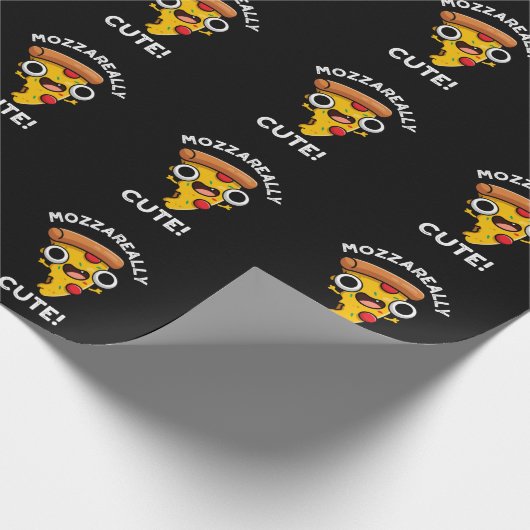 Mozza-echt Cute Funny Pizza Pun Dark BG Cadeaupapier (Hoek)