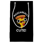 Mozza-echt Cute Funny Pizza Pun Dark BG Klein Cadeauzakje (Voorkant)