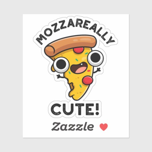 Mozza-echt Cute Funny Pizza Pun Sticker (Vel)