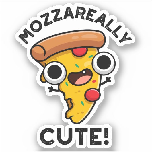 Mozza-echt Cute Funny Pizza Pun Sticker (Voorkant)
