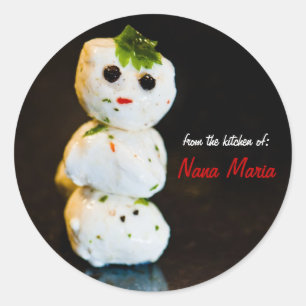 Mozzarella Ball Snowman Custom Food Gift Sticker