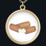 Mozzarella Cheese Sticks Junk Food Foodie Gift Goud Vergulden Ketting<br><div class="desc">Met een originele markeerafbeelding van een paar kaasgebakken mozzarella kaassticks. Ideaal voor je favoriete junkie.</div>