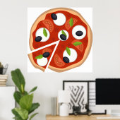 Mozzarella Pizza met Tomaat en Basilicum Poster (Thuiskantoor)