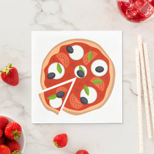 Mozzarella Pizza met Tomaat en Basilicum Servet