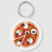 Mozzarella Pizza met Tomaat en Basilicum Sleutelhanger (Voorkant)
