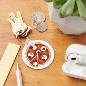 Mozzarella Pizza met Tomaat en Basilicum Sleutelhanger