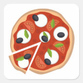 Mozzarella Pizza met Tomaat en Basilicum Vierkante Sticker (Voorkant)