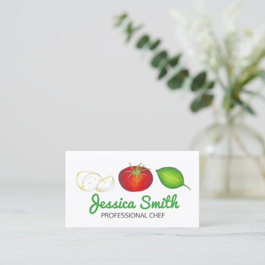 Mozzarella Tomato Basil - Italiaans voedsel dat ka Visitekaartje (Staand voorkant)