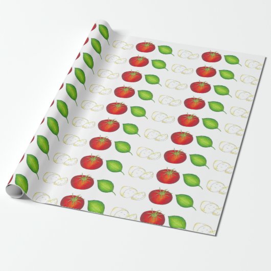 Mozzarella Tomato Basil Italiaanse voedselcaprese  Cadeaupapier (Uitgerold)
