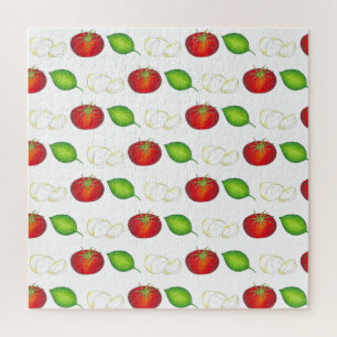 Mozzarella Tomato Basil Italiaanse voedselingredië Legpuzzel