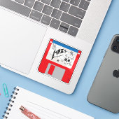 MP3 Music Retro Floppy Disk Sticker (Laptop met iPhone)