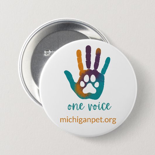 MPA One Voice Paw Print in Hand Print Button (Voorkant /achterkant)