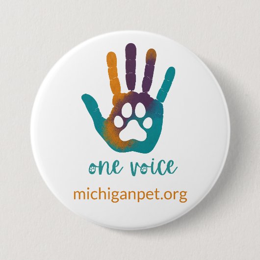 MPA One Voice Paw Print in Hand Print Button (Voorkant)