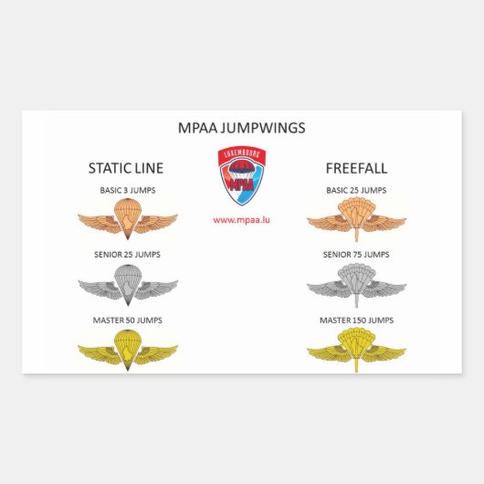 MPAA Jumpwings Rechthoekige Sticker (Voorkant)