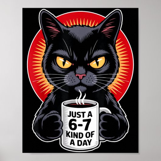 Mpy 6 7 Meme Cat Funny Gen Alpha Six Seven Cat Lov Poster (Voorkant)