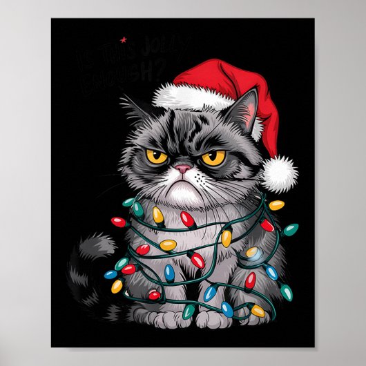 Mpy Christmas Cat Jolly Enough Funny Holiday  Poster (Voorkant)