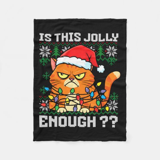 Mpy Christmas Cat Ugly Sweater Is This Jolly Enoug Fleece Deken (Voorkant)