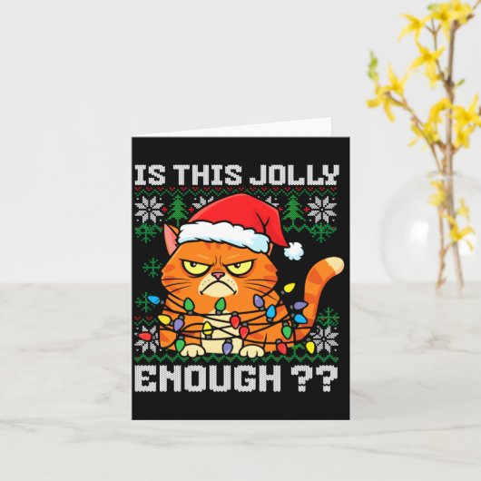 Mpy Christmas Cat Ugly Sweater Is This Jolly Enoug Kaart (Gele Bloem)